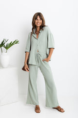 Theia Cotton Shirt - Sage Green - The Self Styler