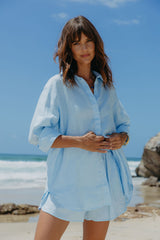 Ada Relaxed-Fit Linen Shirt - Blue - The Self Styler