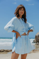 Charlie Linen Shorts - Blue - The Self Styler