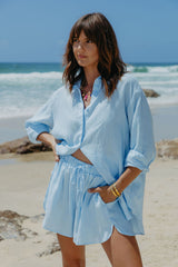 Charlie Linen Shorts - Blue - The Self Styler