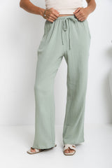 Zulu Cotton Pants - Sage Green - The Self Styler