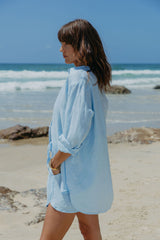 Ada Relaxed-Fit Linen Shirt - Blue - The Self Styler