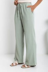 Zulu Cotton Pants - Sage Green - The Self Styler