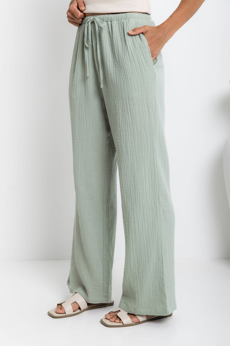 Zulu Cotton Pants - Sage Green - The Self Styler