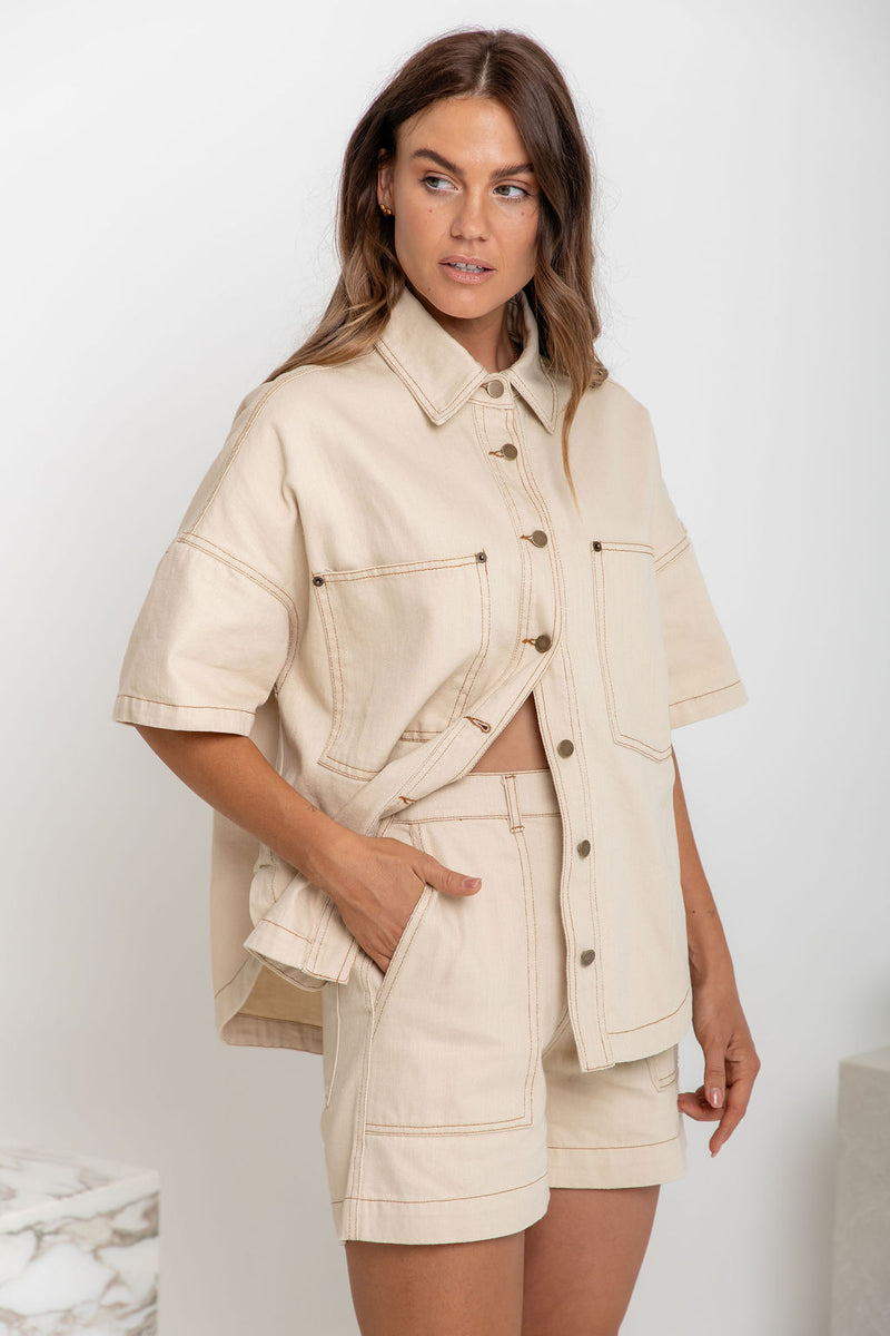 Byron Denim Shorts - Chai - The Self Styler