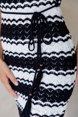 Blaise Crochet Mini Dress - Black and White - The Self Styler