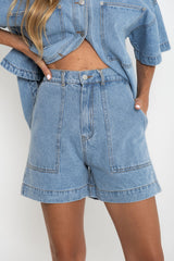 Byron Denim Shorts - Mid Wash - The Self Styler