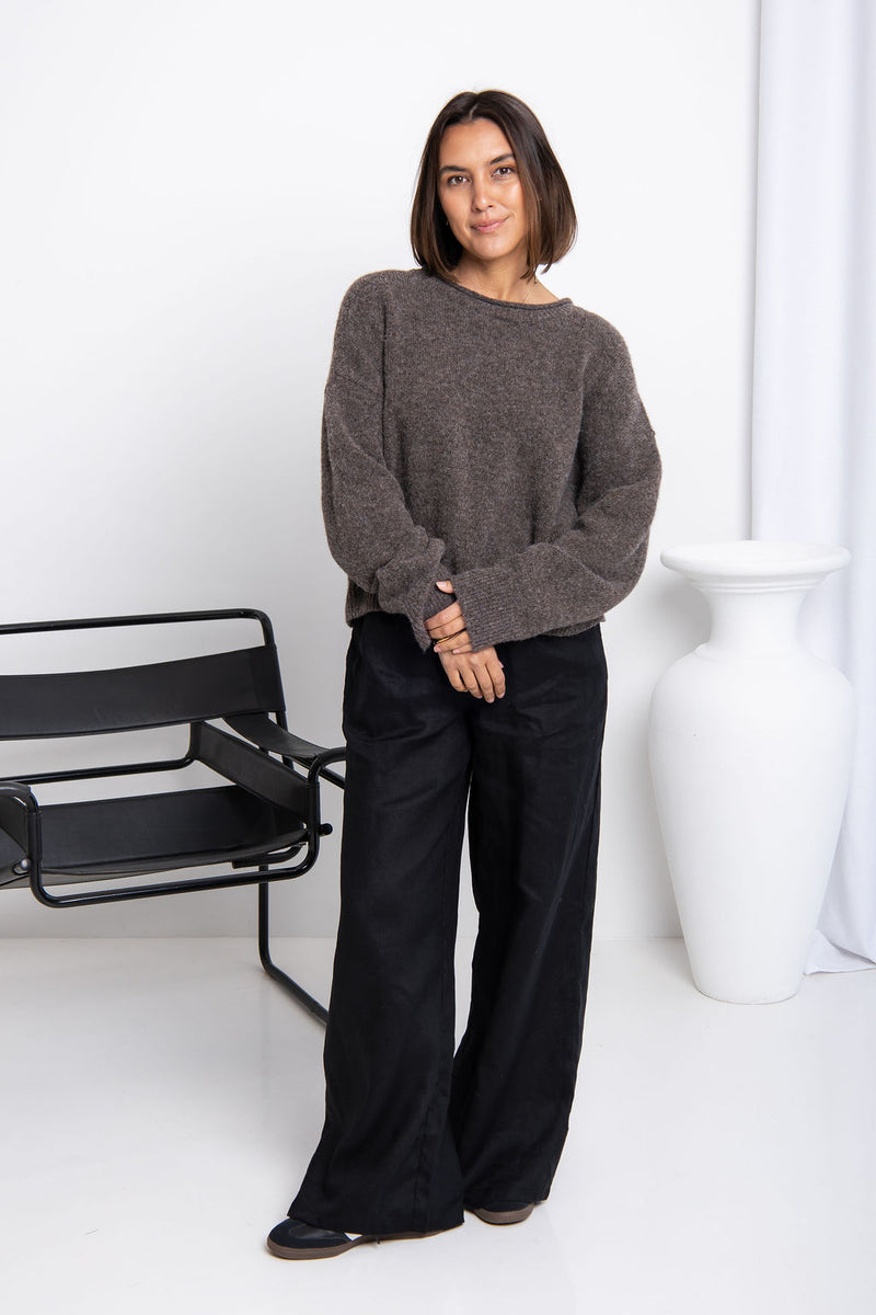 James Knit Jumper - Choc Marle - The Self Styler