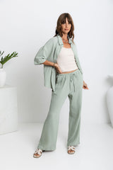 Zulu Cotton Pants - Sage Green - The Self Styler