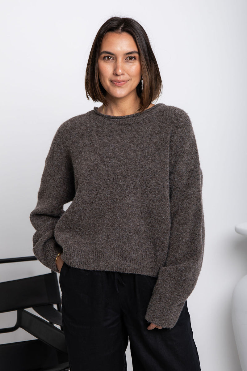 James Knit Jumper - Choc Marle - The Self Styler