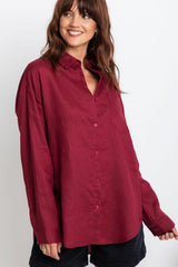 Archie Relaxed-Fit Linen Shirt - Burgundy - The Self Styler