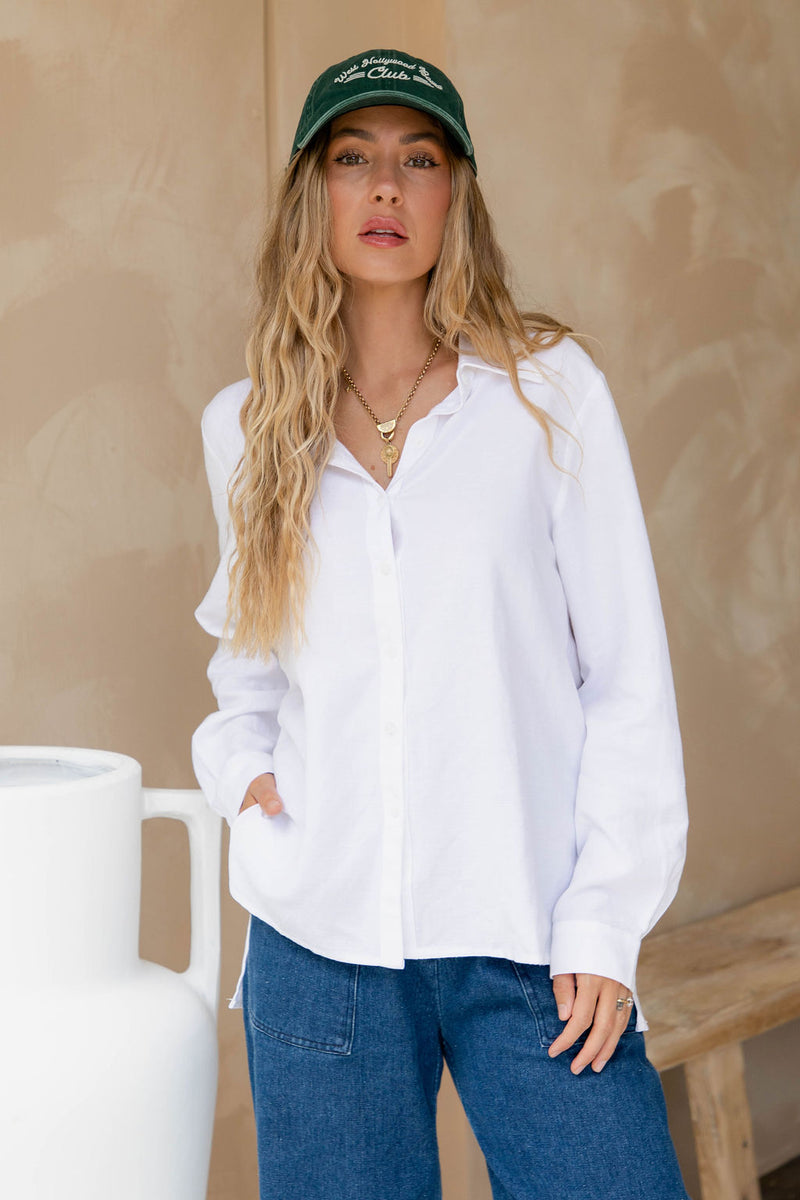 Kent Long Sleeve Shirt - White - The Self Styler