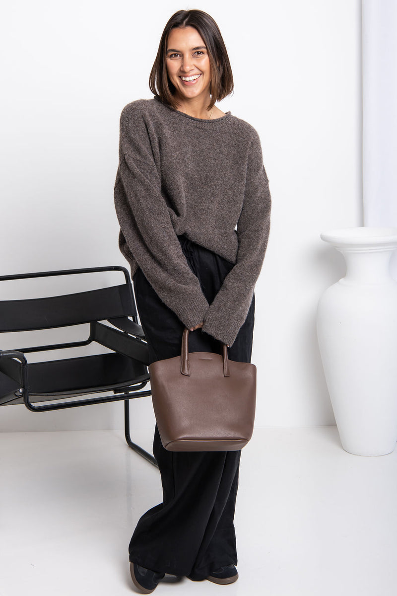James Knit Jumper - Choc Marle - The Self Styler