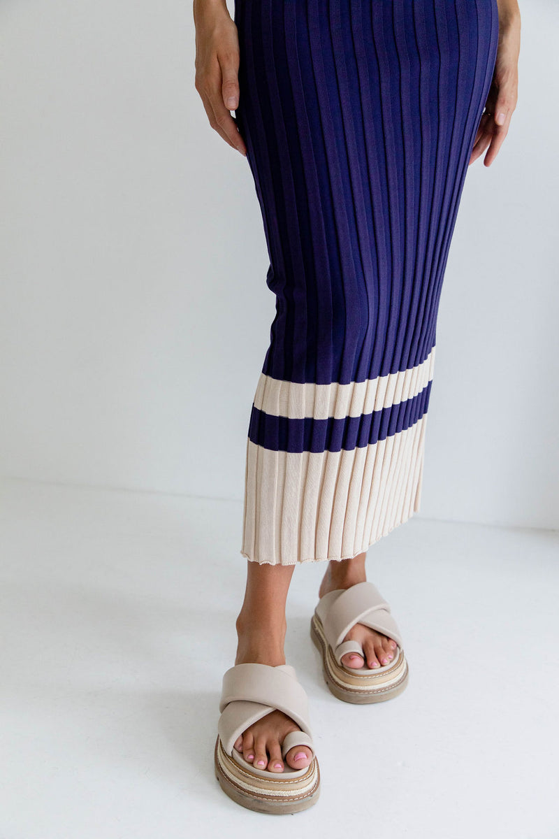 Harlow Knit Maxi Dress - Navy - The Self Styler