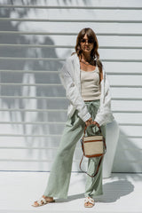 Zulu Cotton Pants - Sage Green - The Self Styler