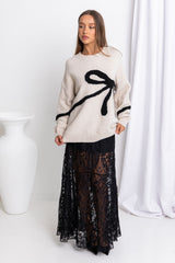 Sadie Bow Knit - Oat - The Self Styler