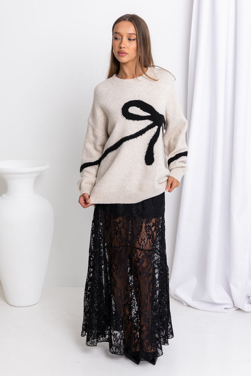 Sadie Bow Knit - Oat - The Self Styler