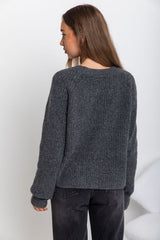 Ariana Knit Cardigan - Charcoal - The Self Styler