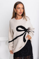 Sadie Bow Knit - Oat - The Self Styler