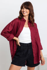 Archie Relaxed-Fit Linen Shirt - Burgundy - The Self Styler