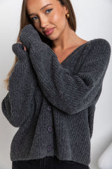 Ariana Knit Cardigan - Charcoal - The Self Styler