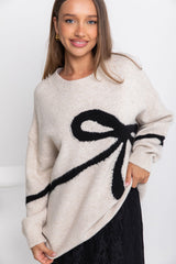 Sadie Bow Knit - Oat - The Self Styler