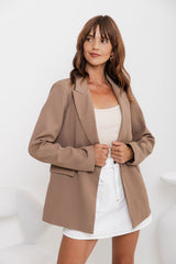 Eli Boyfriend Blazer Jacket - Mocha - The Self Styler