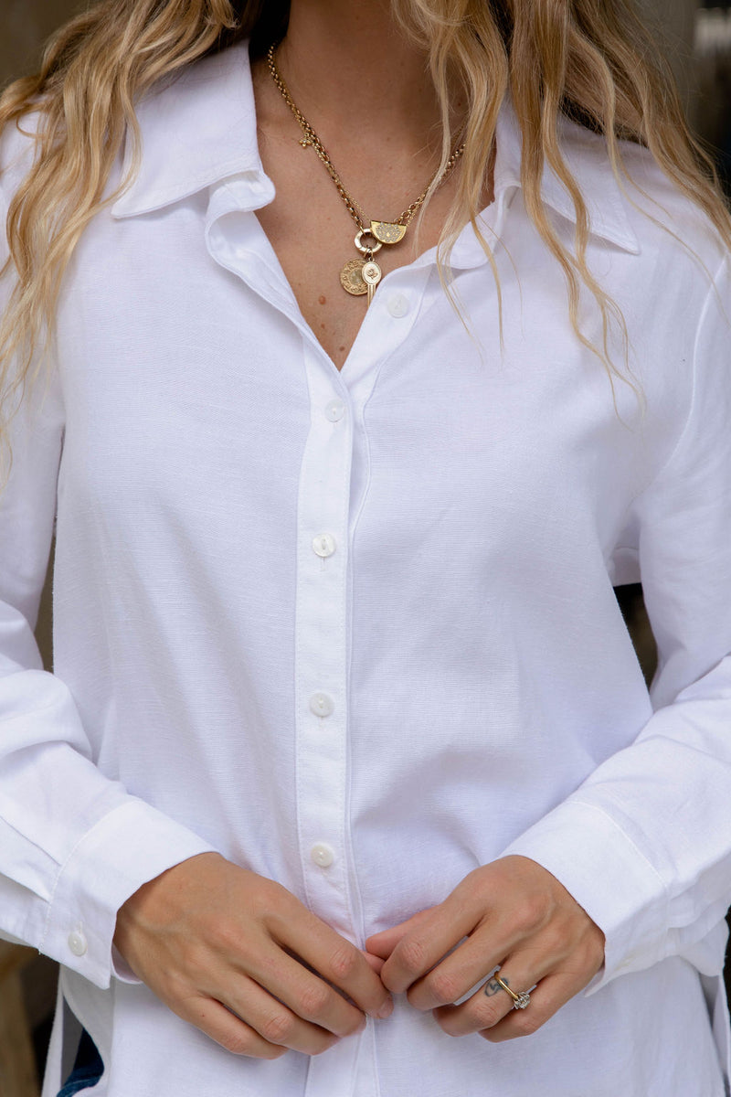Kent Long Sleeve Shirt - White - The Self Styler