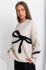 Sadie Bow Knit - Oat - The Self Styler