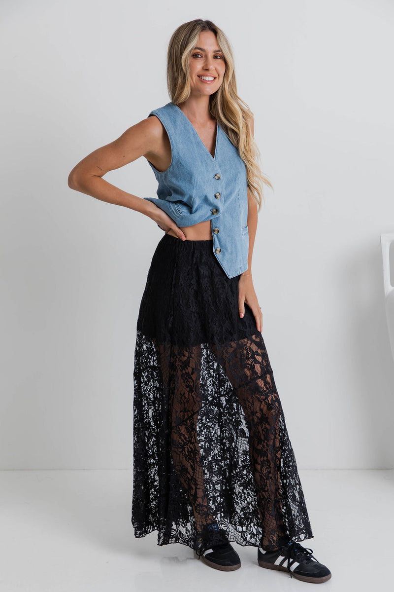 Zahra Lace Skirt - Black - The Self Styler
