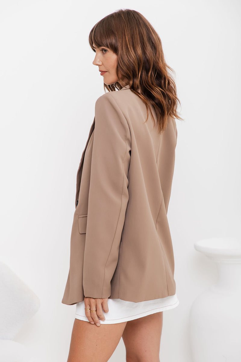 Eli Boyfriend Blazer Jacket - Mocha - The Self Styler