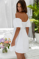 Jayla Linen Mini Dress - White - The Self Styler - The Self Styler