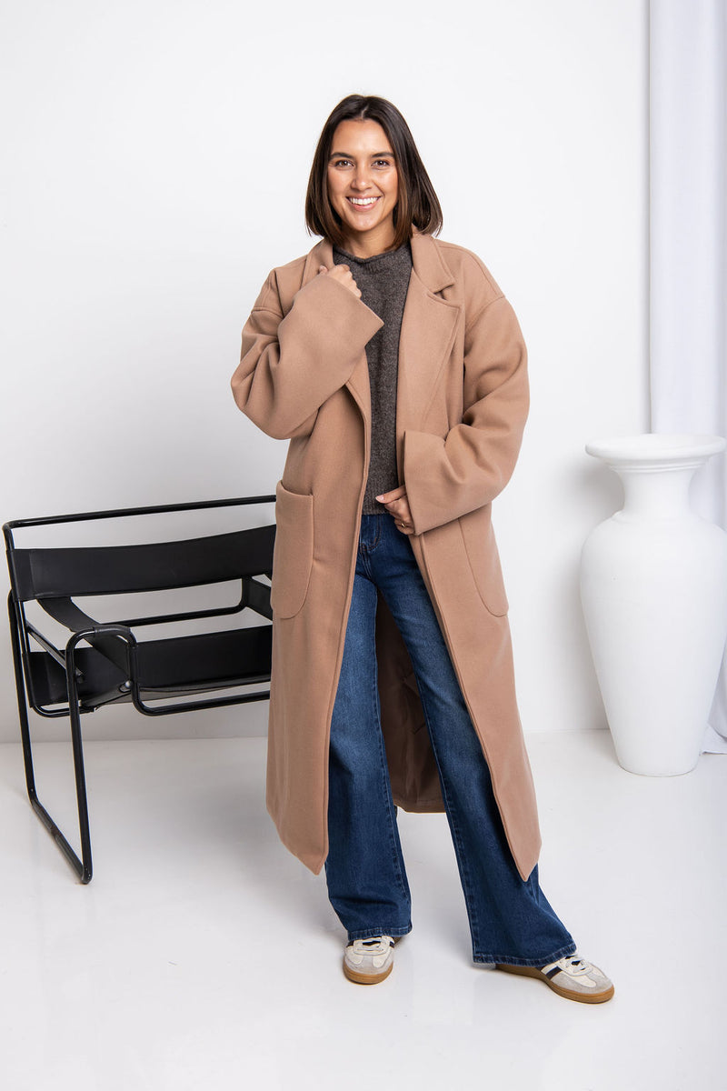 Callie Oversized Coat - Caramel - The Self Styler