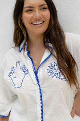 Virgo Shirt - Blue Embroidery - The Self Styler