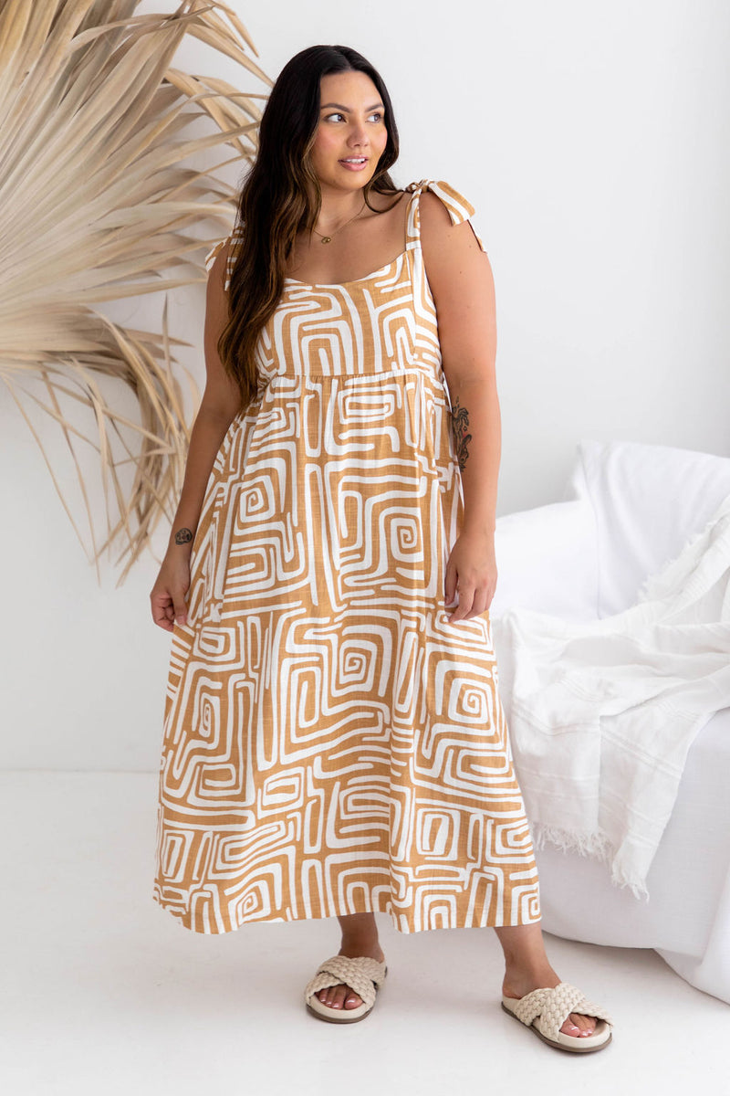 Capella Midi Dress - Terraza Print - Girl and the Sun - The Self Styler
