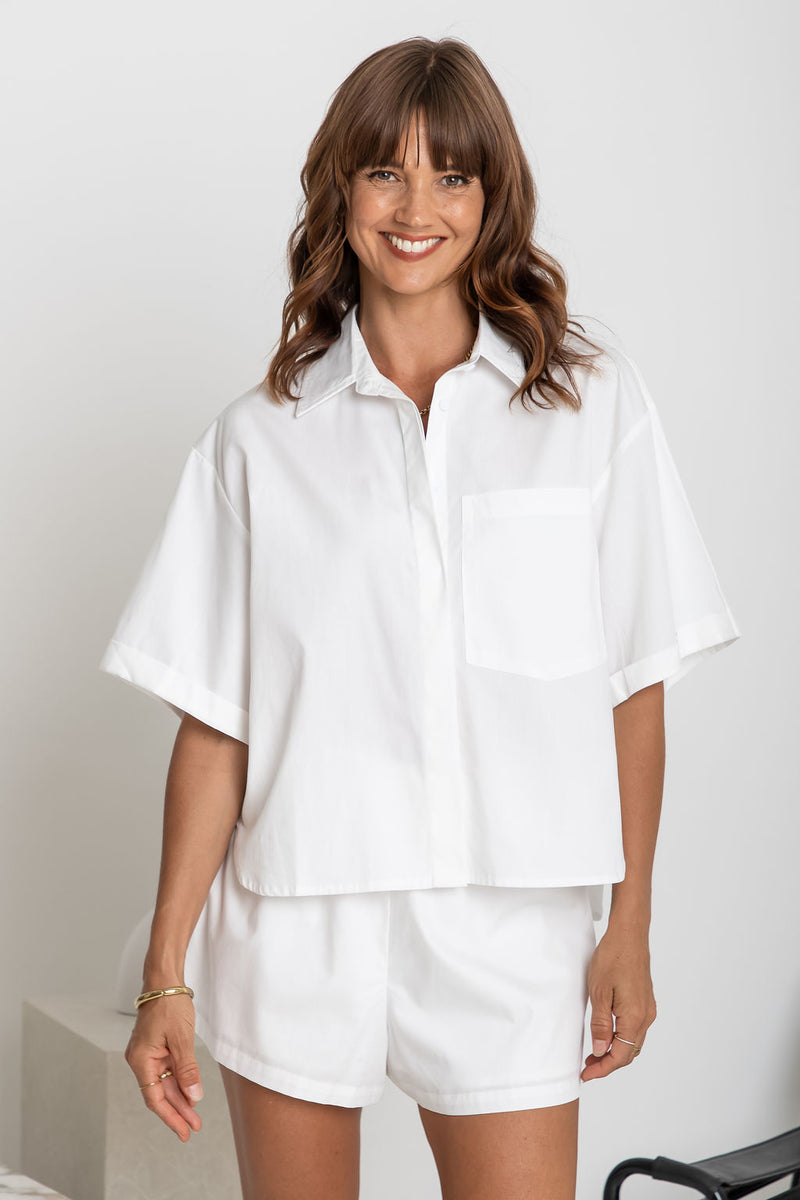 Cameron Cotton Shirt - White - The Self Styler