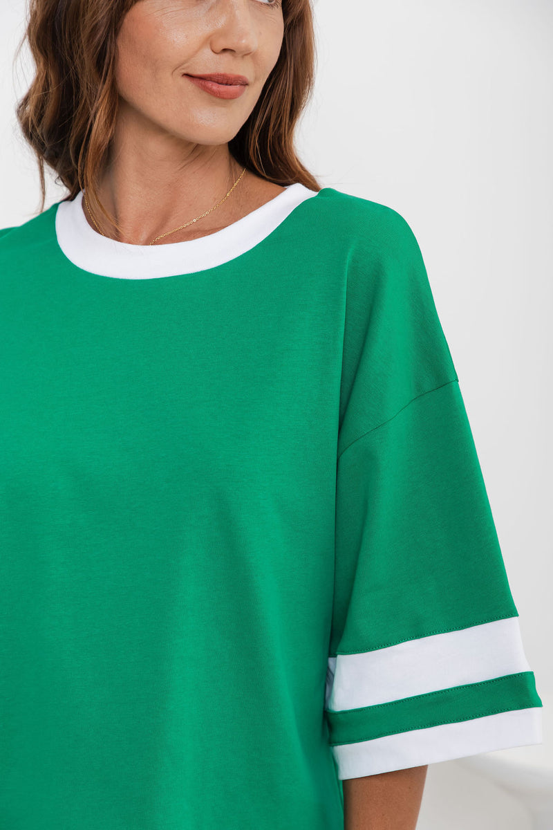 Blake Relaxed-Fit Stripe Tee - Green and White - The Self Styler