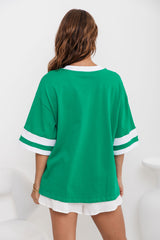 Blake Relaxed-Fit Stripe Tee - Green and White - The Self Styler