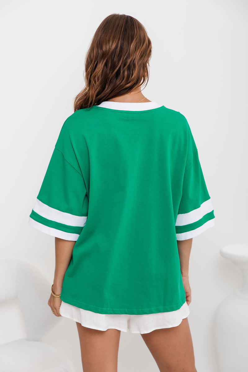 Blake Relaxed-Fit Stripe Tee - Green and White - The Self Styler