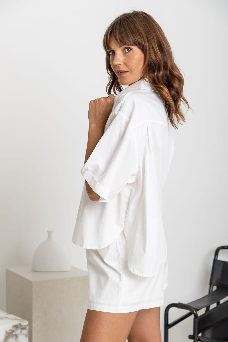 Cameron Cotton Shirt - White - The Self Styler