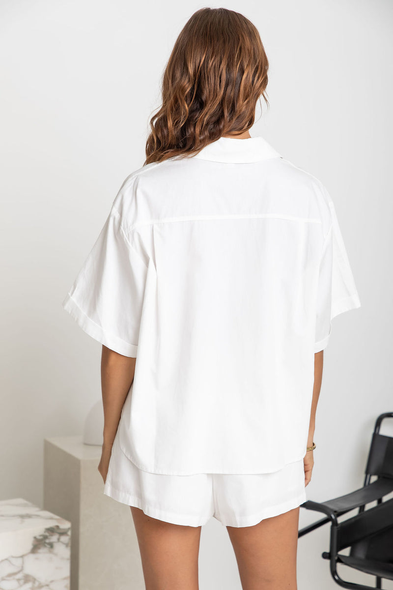 Cameron Cotton Shirt - White - The Self Styler