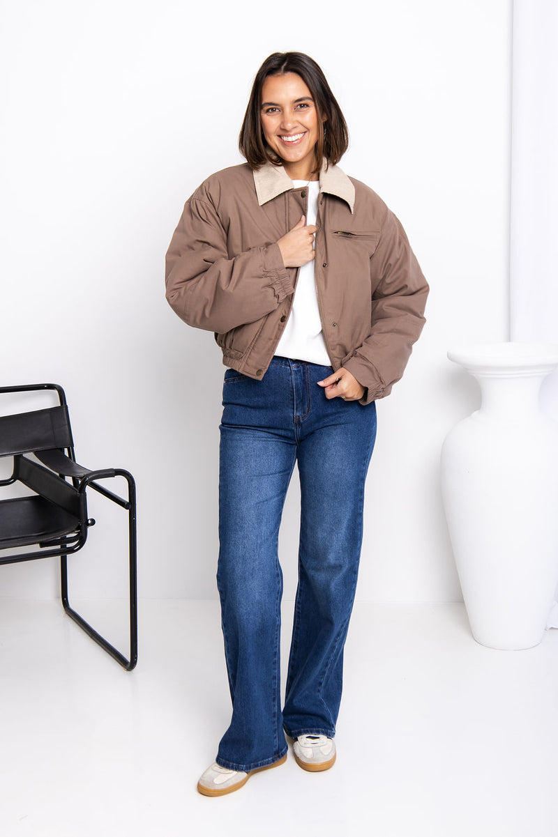 Demi Bomber Jacket - Taupe - The Self Styler