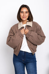 Demi Bomber Jacket - Taupe - The Self Styler