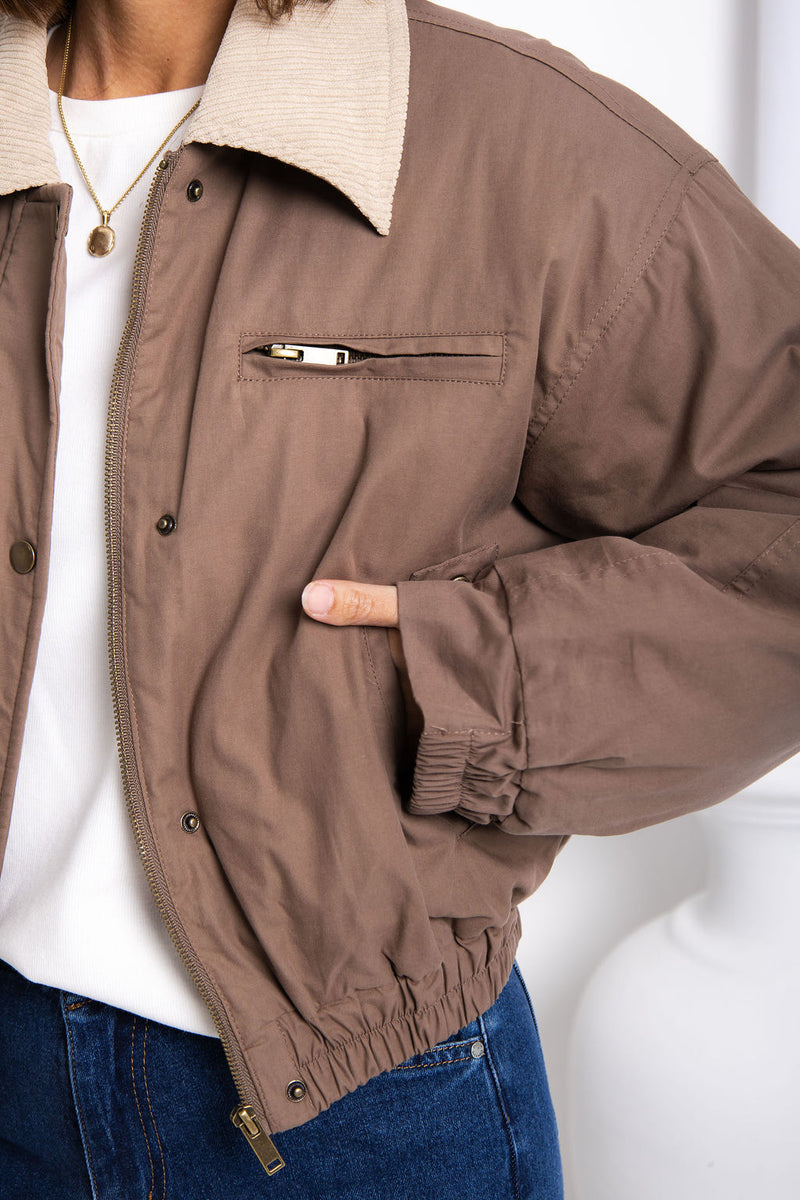 Demi Bomber Jacket - Taupe - The Self Styler