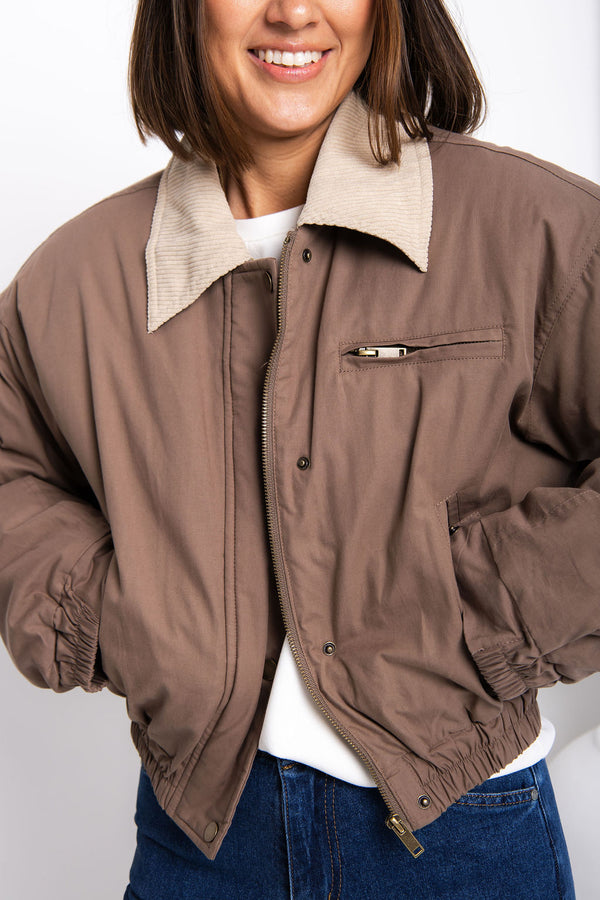 Demi Bomber Jacket - Taupe - The Self Styler