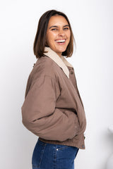 Demi Bomber Jacket - Taupe - The Self Styler