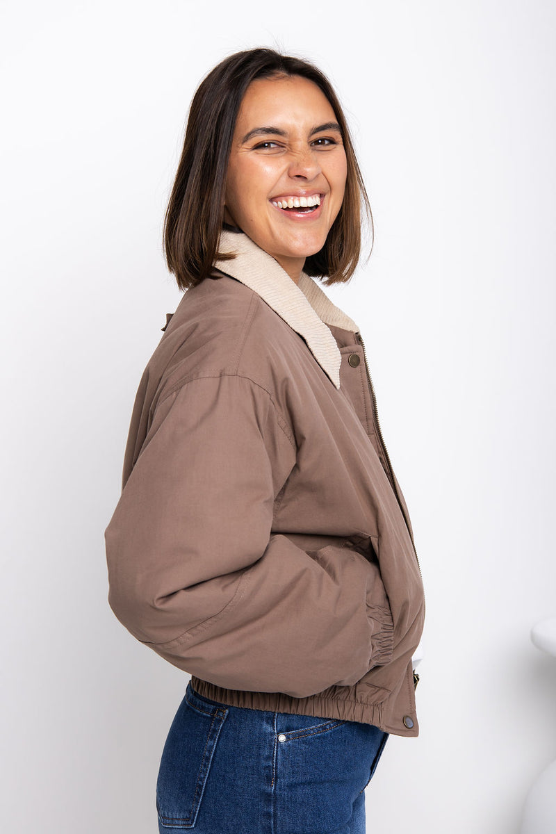 Demi Bomber Jacket - Taupe - The Self Styler