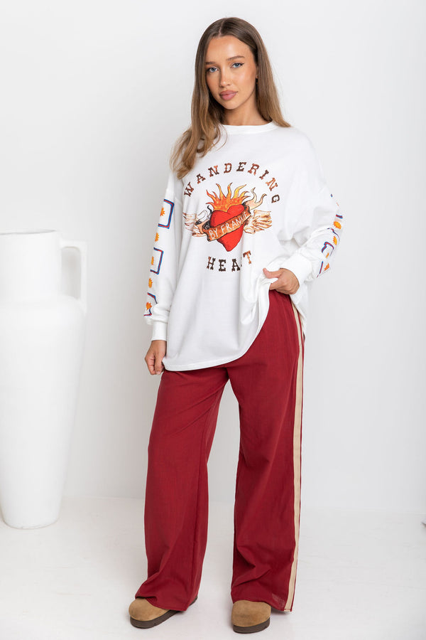 Wandering Heart Graphic Top - White - The Self Styler