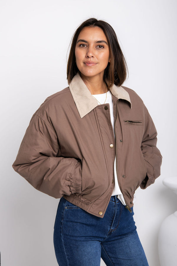 Demi Bomber Jacket - Taupe - The Self Styler
