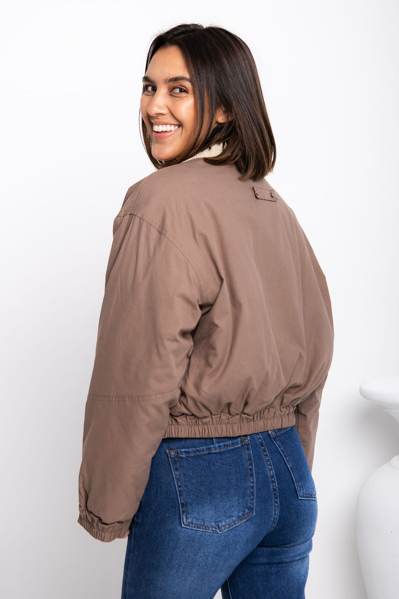Demi Bomber Jacket - Taupe - The Self Styler